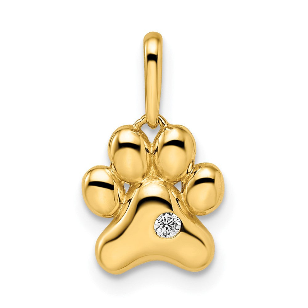 14k Yellow Gold Madi K CZ Paw Print Pendant