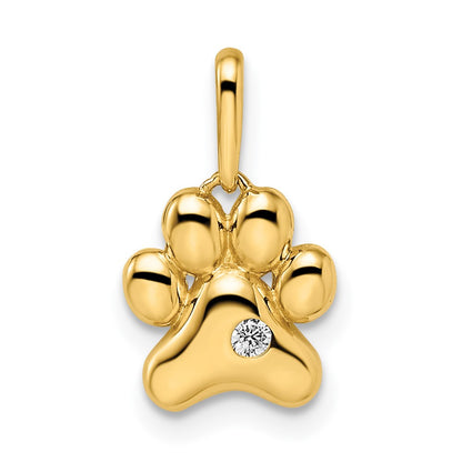 14k Yellow Gold Madi K CZ Paw Print Pendant