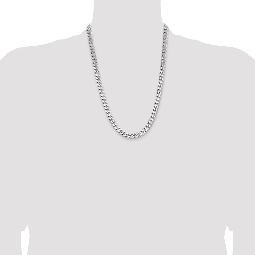 Sterling Silver Rhodium-plated 8.3mm Curb Chain Necklace 24"