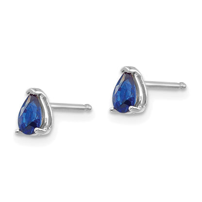 14k White Gold Sapphire Stud Earrings