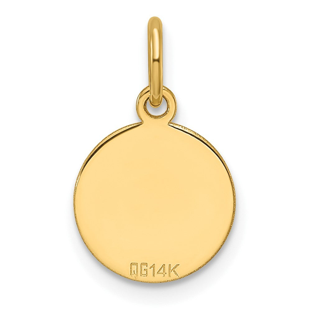 14k Yellow Gold Etched .013 Gauge Engravable Round Disc Charm Pendant