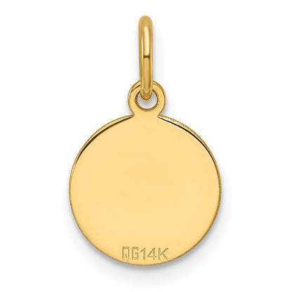 14k Yellow Gold Etched .013 Gauge Engravable Round Disc Charm Pendant