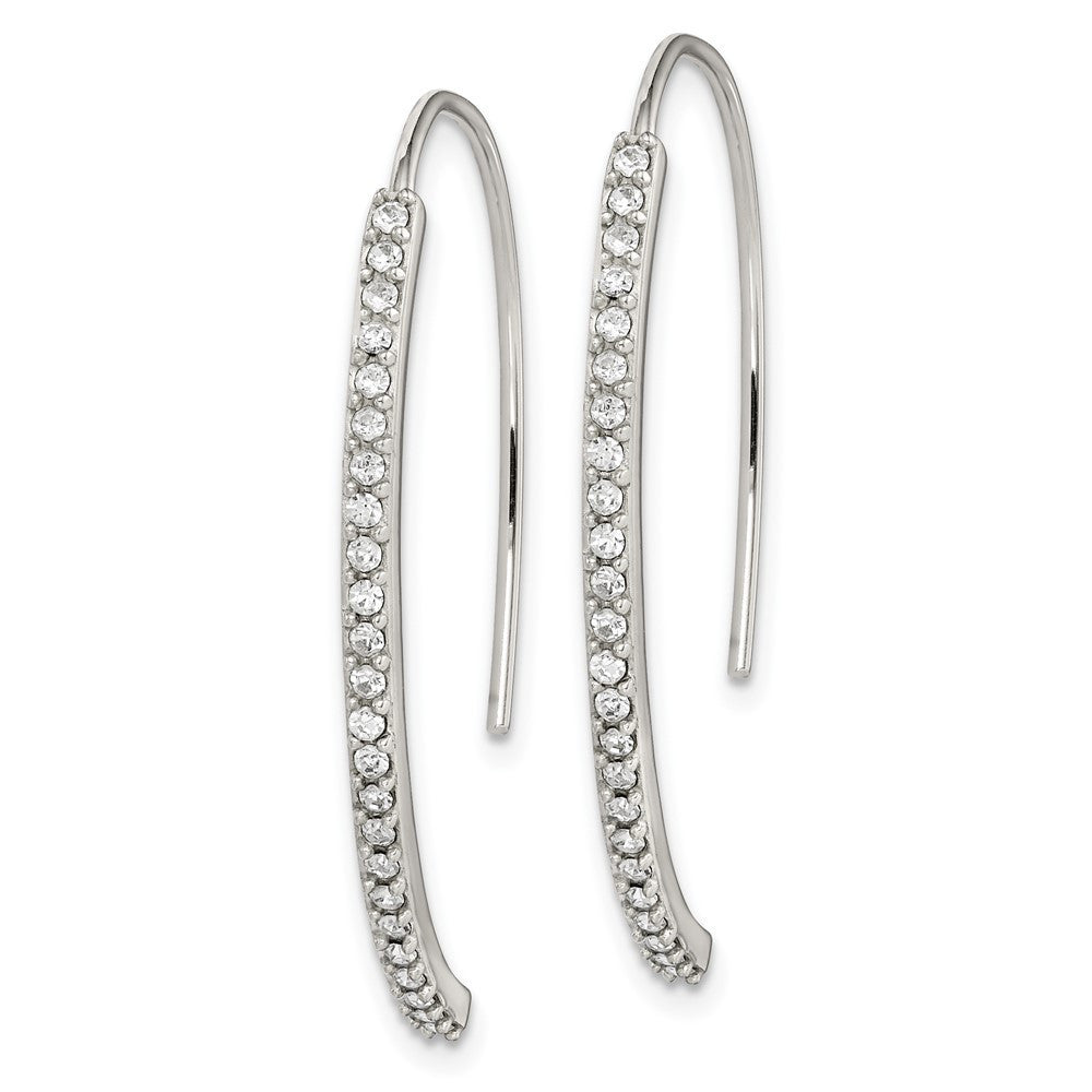 Sterling Silver Rhodium-plated Crystal Threader Dangle Earrings