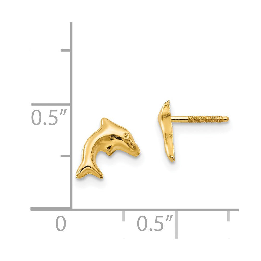 14k Yellow Gold Sm. Dolphin Stud Earrings