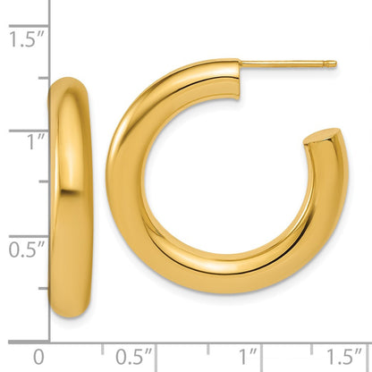14k Yellow Gold Polished 5.0 x 30mm Tube C-Hoop Earrings