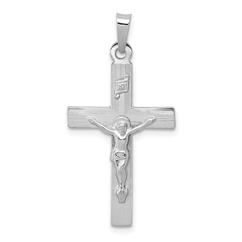 14k White Gold INRI Crucifix Charm Pendant