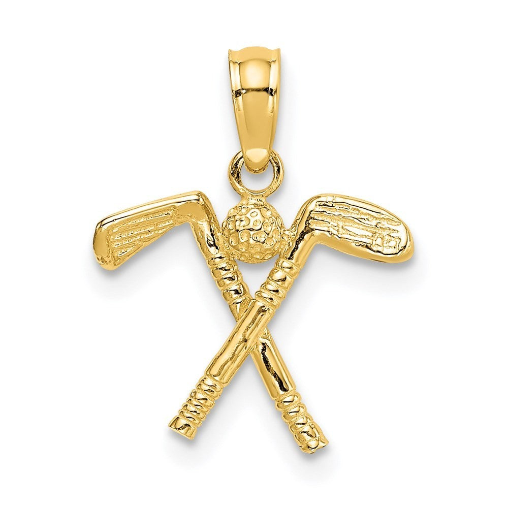 14k Yellow Gold 3-D Golf Clubs with Ball Charm Pendant