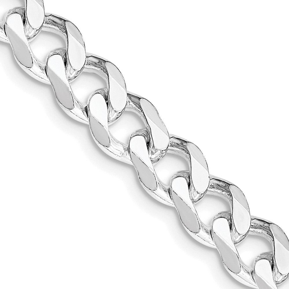 Sterling Silver Rhodium-plated 7.5mm Curb Chain Necklace 26"