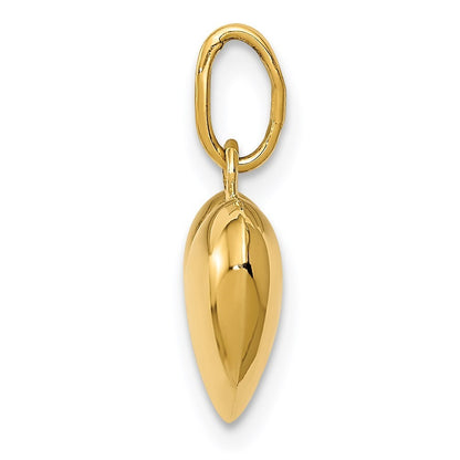 14k Yellow Gold Polished 3-D Puffed Heart Charm Pendant