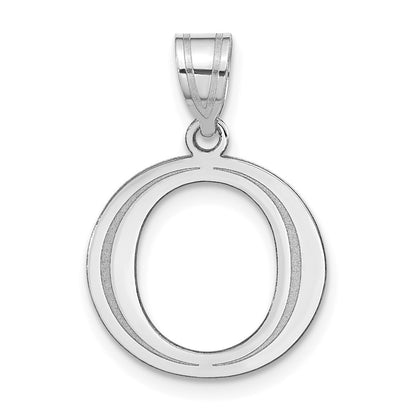 14k White Gold Polished Etched Letter O Initial Pendant