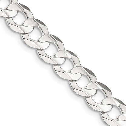 Sterling Silver 7.8mm Concave Beveled Curb Chain Necklace 20"