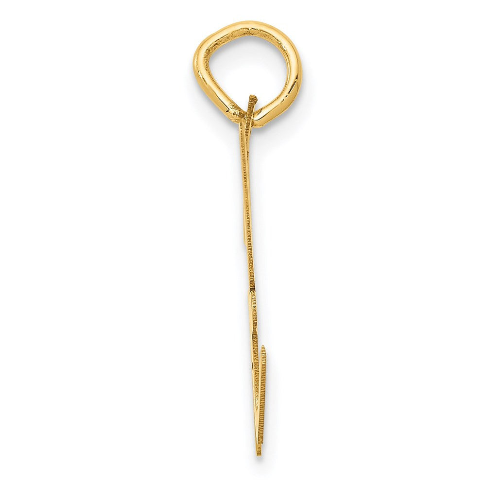 14k Yellow Gold Large Script Letter H Initial Charm Pendant