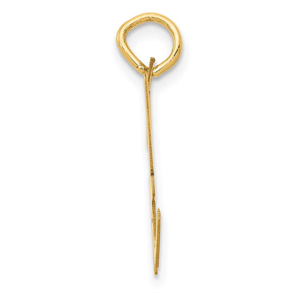 14k Yellow Gold Large Script Letter H Initial Charm Pendant