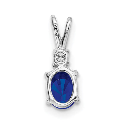 14k White Gold 6x4mm Oval Sapphire AA Diamond pendant