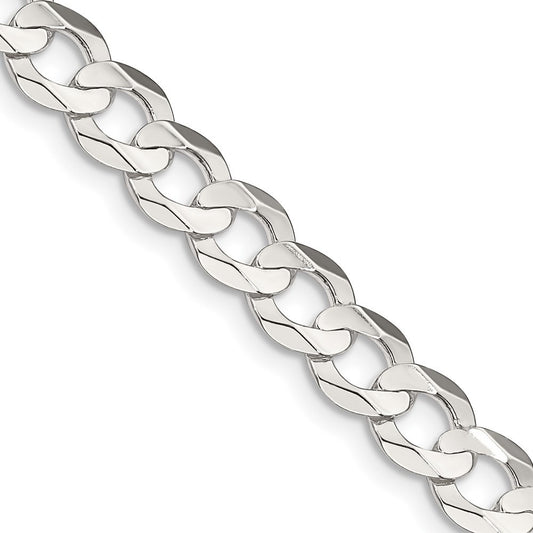 Sterling Silver 6.75mm Concave Beveled Curb Chain Necklace 24"