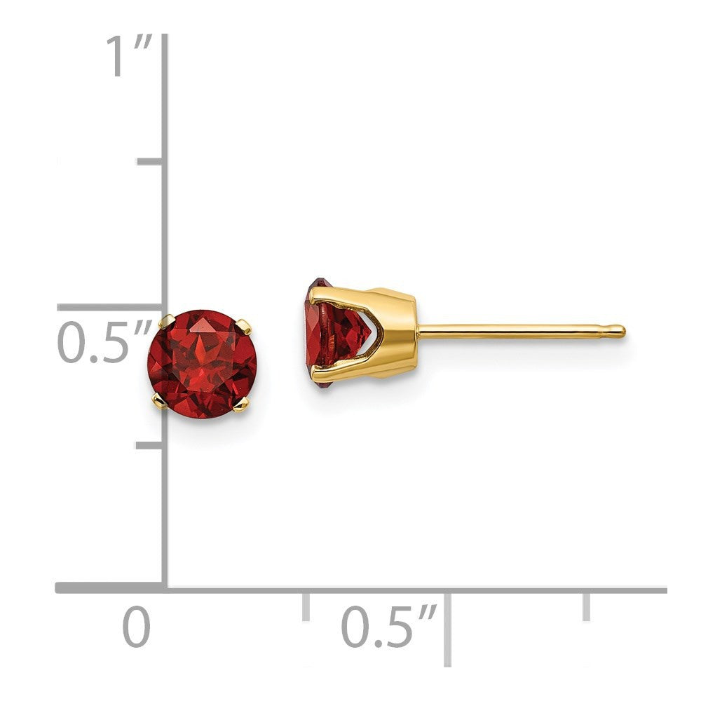 14k Yellow Gold 5mm Garnet Stud Earrings - January