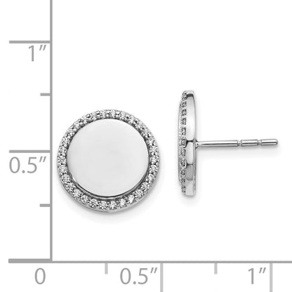 14k White Gold Diamond Fancy Circle Stud Earrings