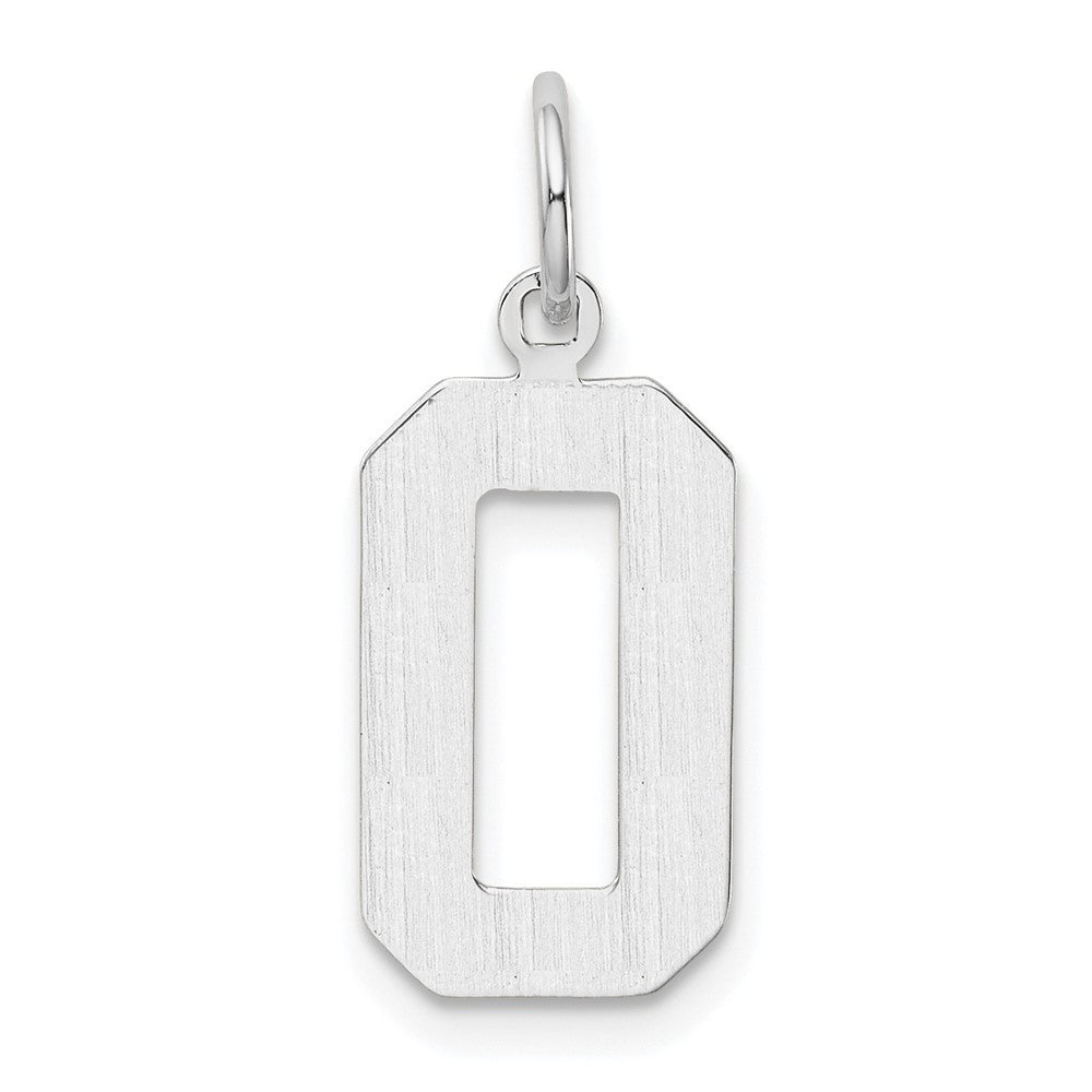 14k White Gold Medium Polished Number 0 Charm Pendant