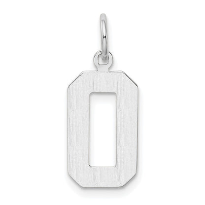 14k White Gold Medium Polished Number 0 Charm Pendant