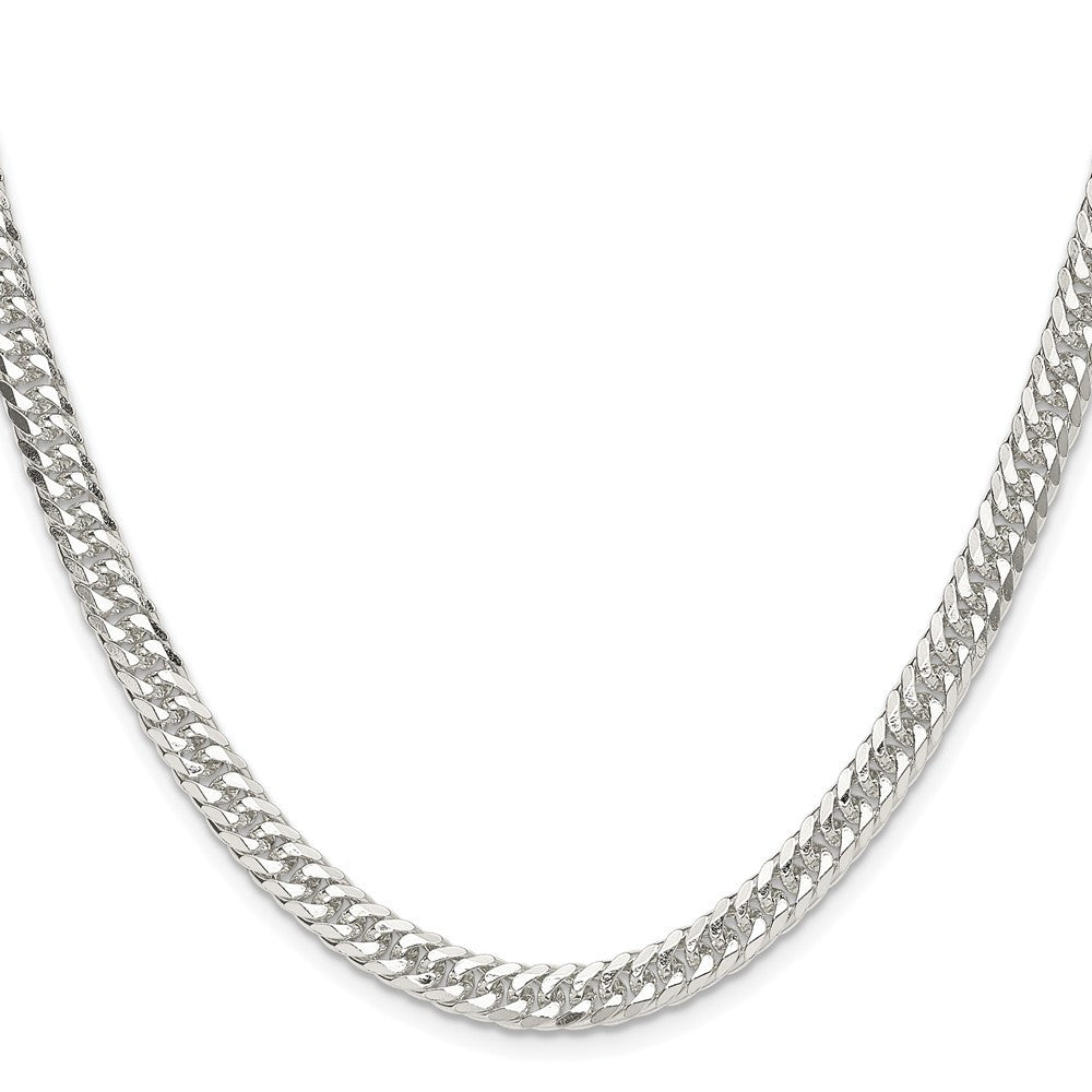 Sterling Silver Rhodium-plated Double Diamond-cut Curb Chain Necklace 24"