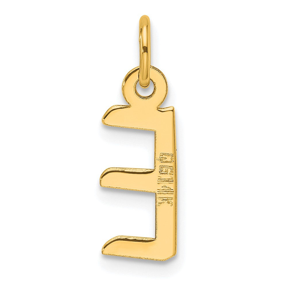 14k Yellow Gold Slanted Block Letter E Initial Charm Pendant