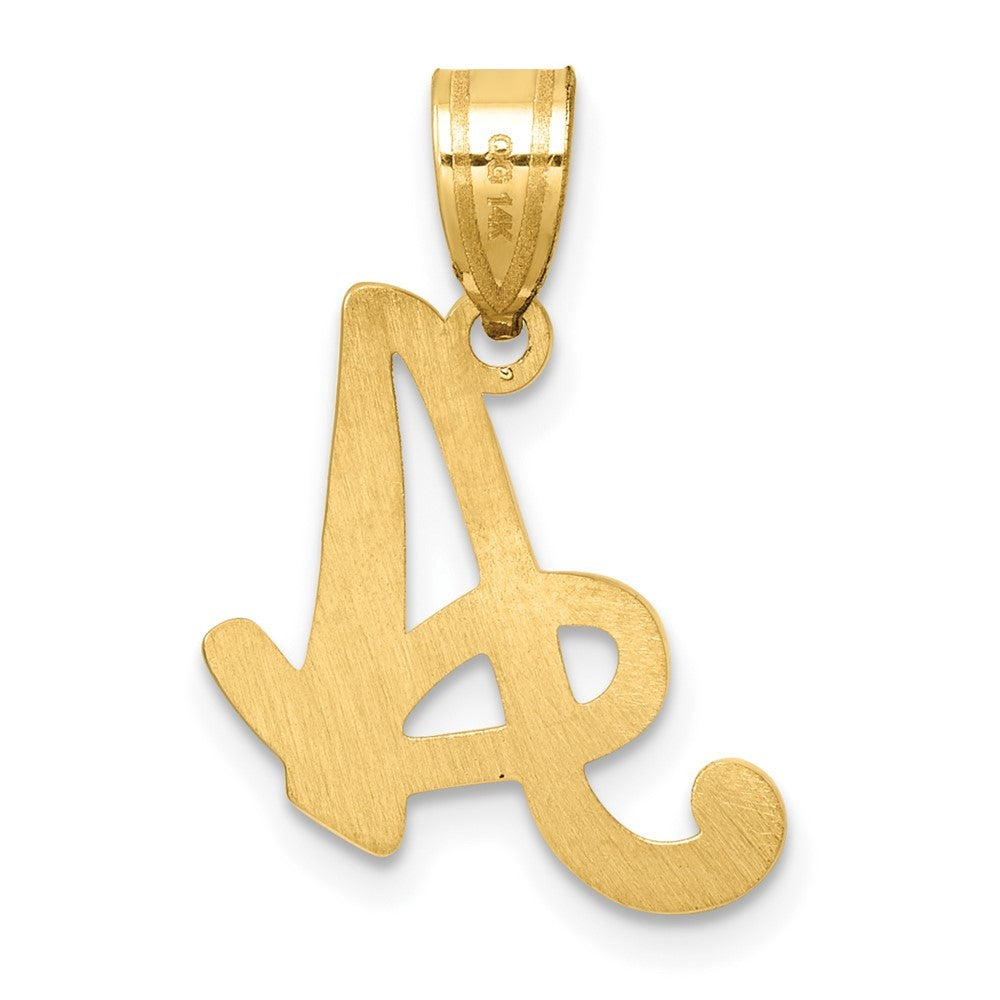 14k Yellow Gold Script Letter A Initial Pendant