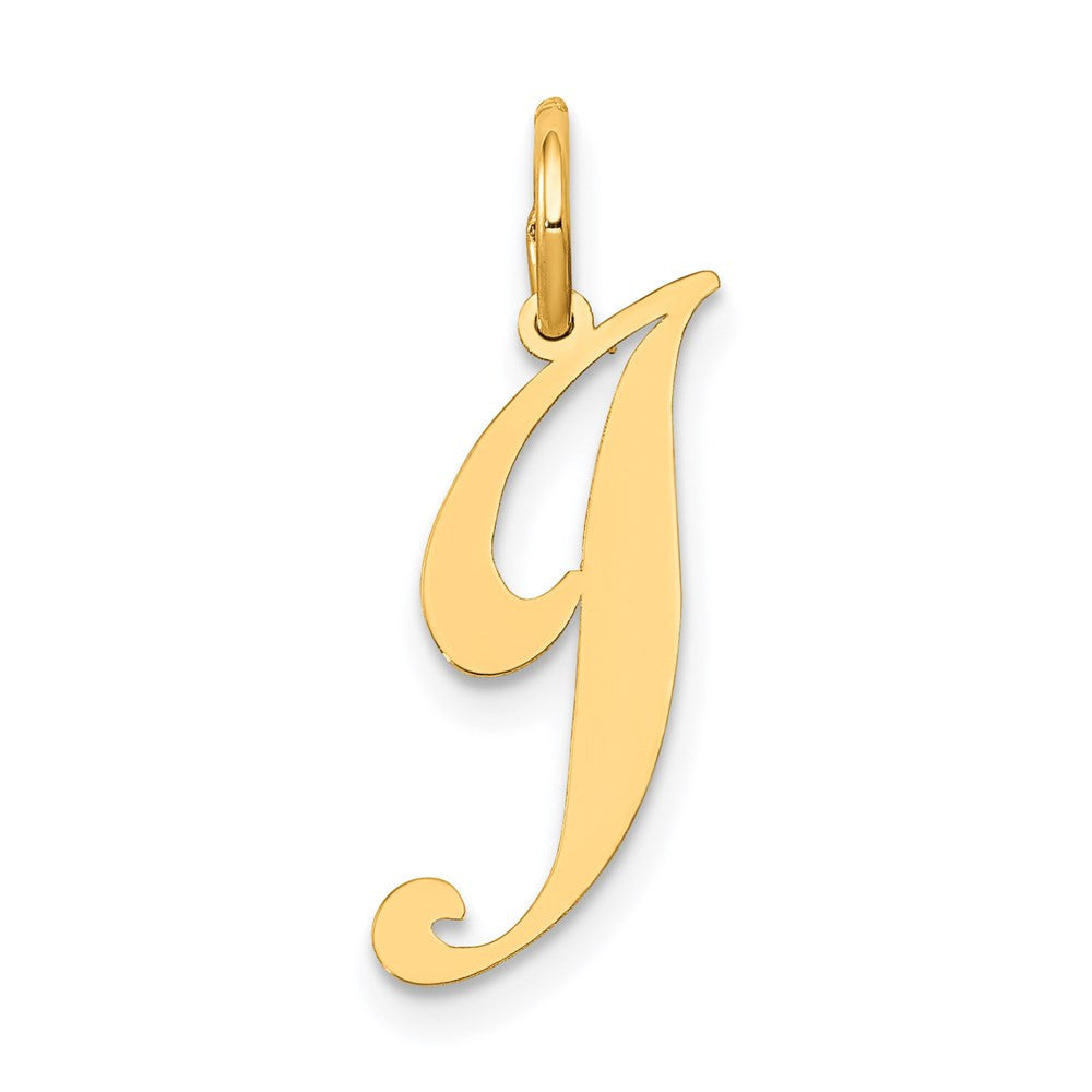 14k Yellow Gold Small Fancy Script Letter J Initial Charm Pendant