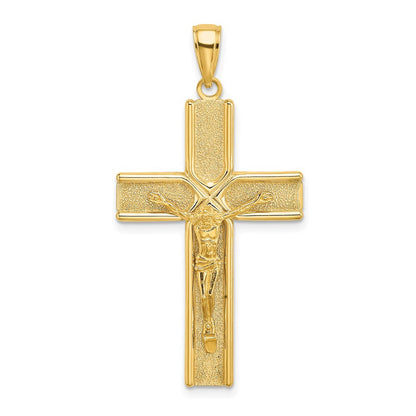 14k Yellow Gold Satin Finish Crucifix Charm Pendant