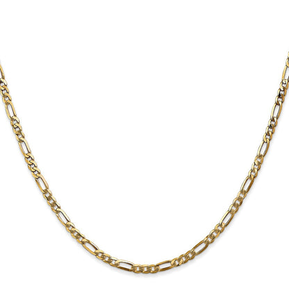 14k Yellow Gold 2.75mm Flat Figaro with Lobster Clasp Chain Necklace 16"