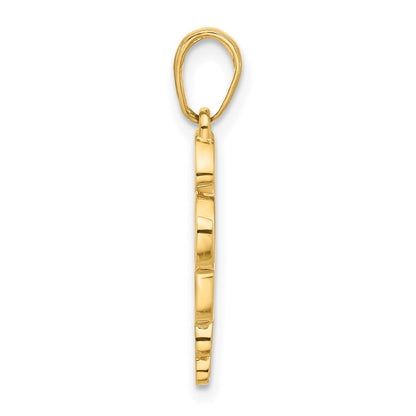 14k Yellow Gold and White Rhodium Diamond-Cut Heart It's A Girl Pendant