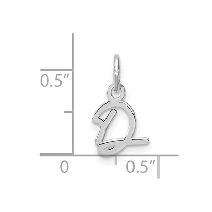 14k White Gold Uppercase Letter D Initial Charm Pendant