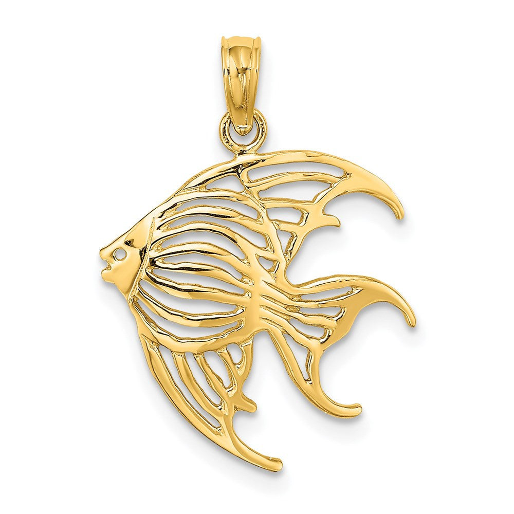 14k Yellow Gold Cut-Out Angelfish Charm Pendant