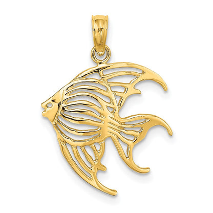 14k Yellow Gold Cut-Out Angelfish Charm Pendant