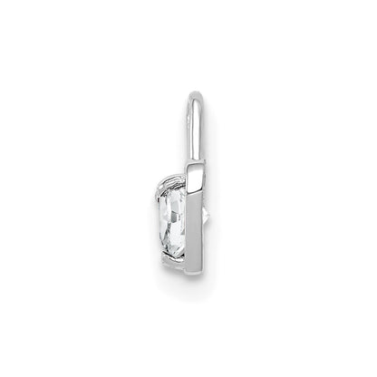 14k White Gold April Synthetic Birthstone Heart Charm Pendant