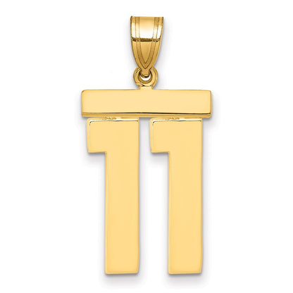 14k Yellow Gold Large Polished Number 11 Charm Pendant