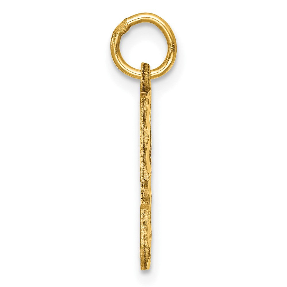 14k Yellow Gold Medium Diamond-cut Number 5 Charm Pendant