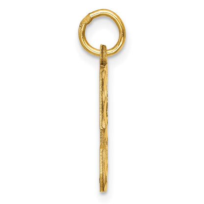 14k Yellow Gold Medium Diamond-cut Number 5 Charm Pendant