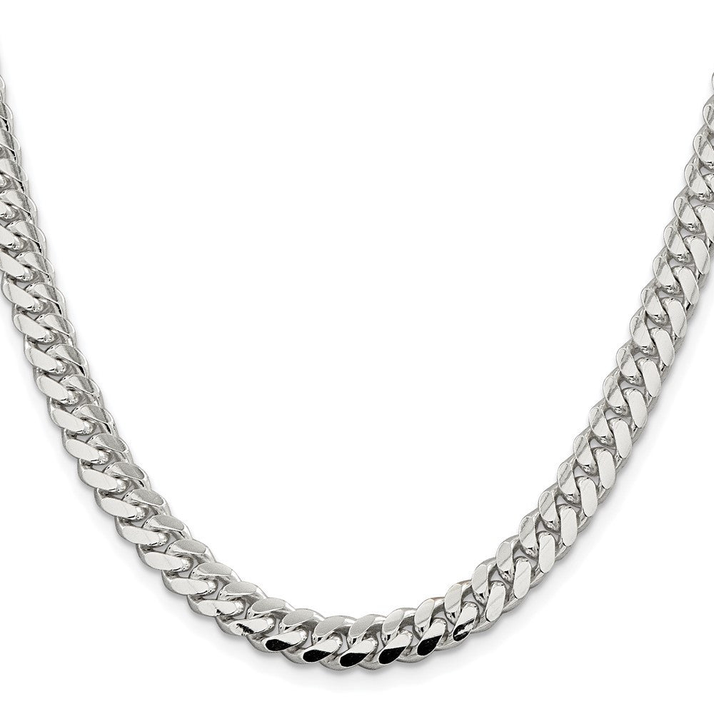 Sterling Silver Rhodium-plated 7.0mm Polished Domed Curb Chain Necklace 26"