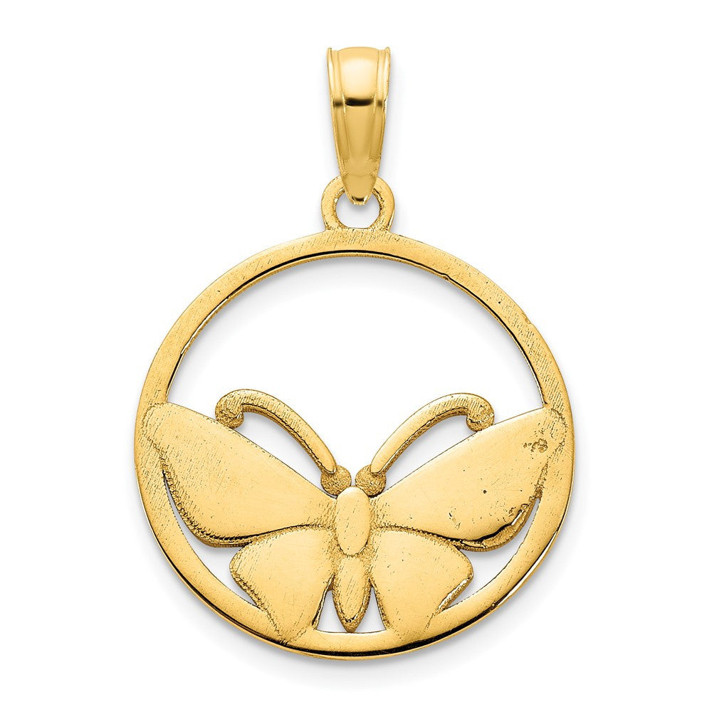 14k Yellow Gold Epoxy Butterfly Pendant