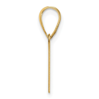 14k Yellow Gold Polished Etched Letter V Initial Pendant