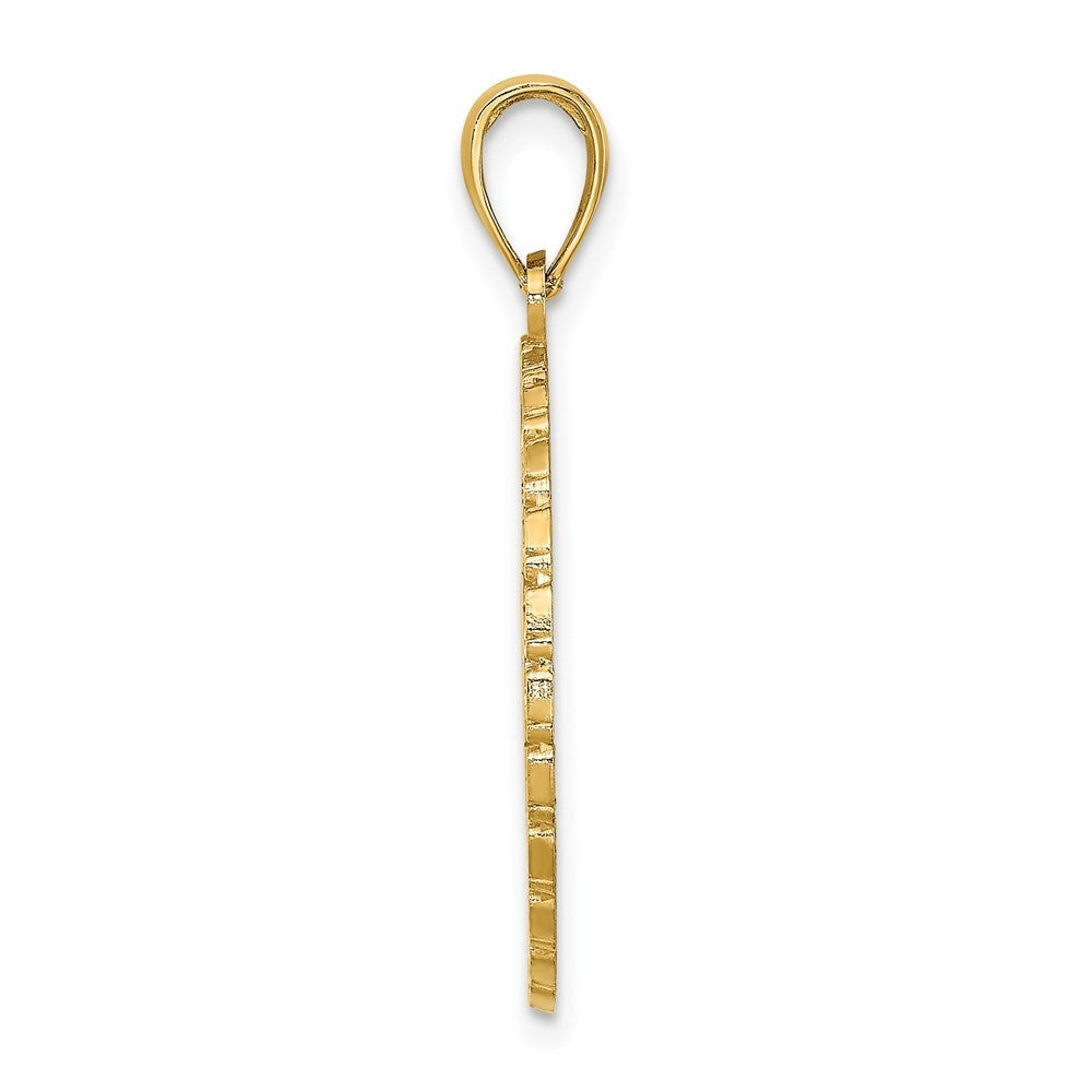 14k Yellow Gold JAMAICA and Palm Tree Disk Charm Pendant