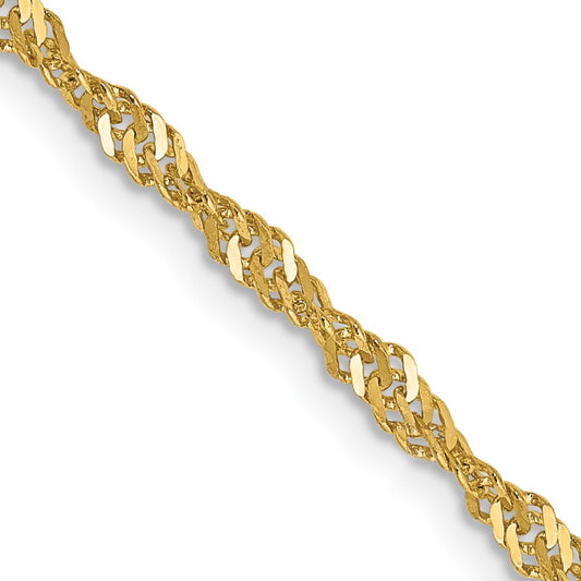 14k Yellow Gold 2mm Singapore with Lobster Clasp Chain Necklace 24"