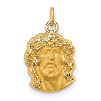14k Yellow Gold Hollow Polished/Satin Small Jesus Medal