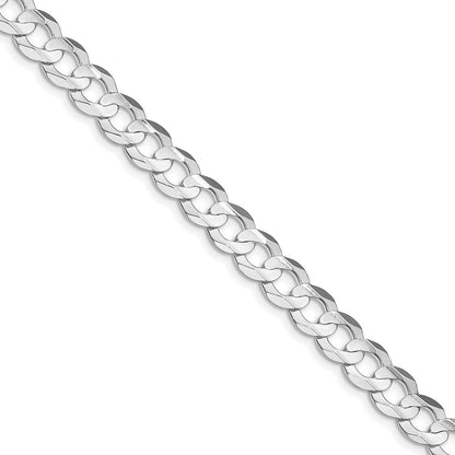 Sterling Silver Rhodium-plated 7.8mm Concave Beveled Curb Chain Necklace 16"
