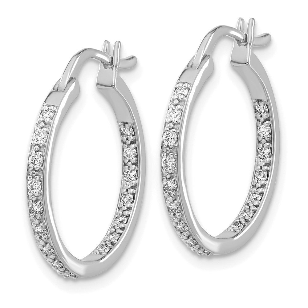 14k White Gold Diamond In Out Hoop Earrings