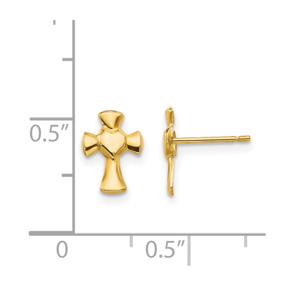 14k Yellow Gold Madi K Heart Cross Stud Earrings