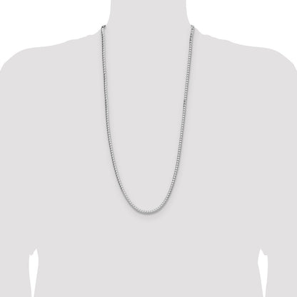 Sterling Silver 4.0mm Diamond-Cut Square Franco Chain Necklace 30"