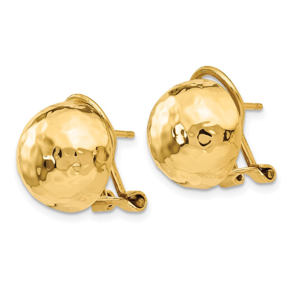 14k Yellow Gold Hammered Omega Back Stud Earrings