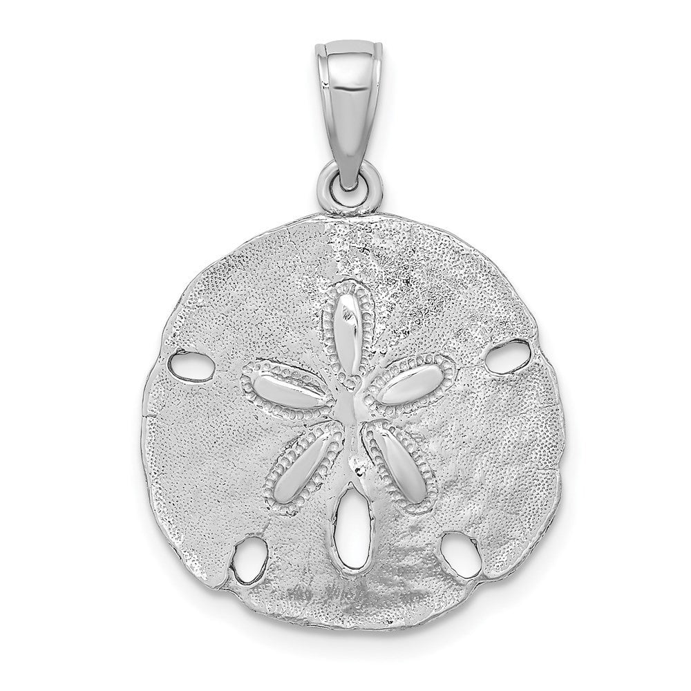 14k White Gold Polished Sand Dollar Charm Pendant