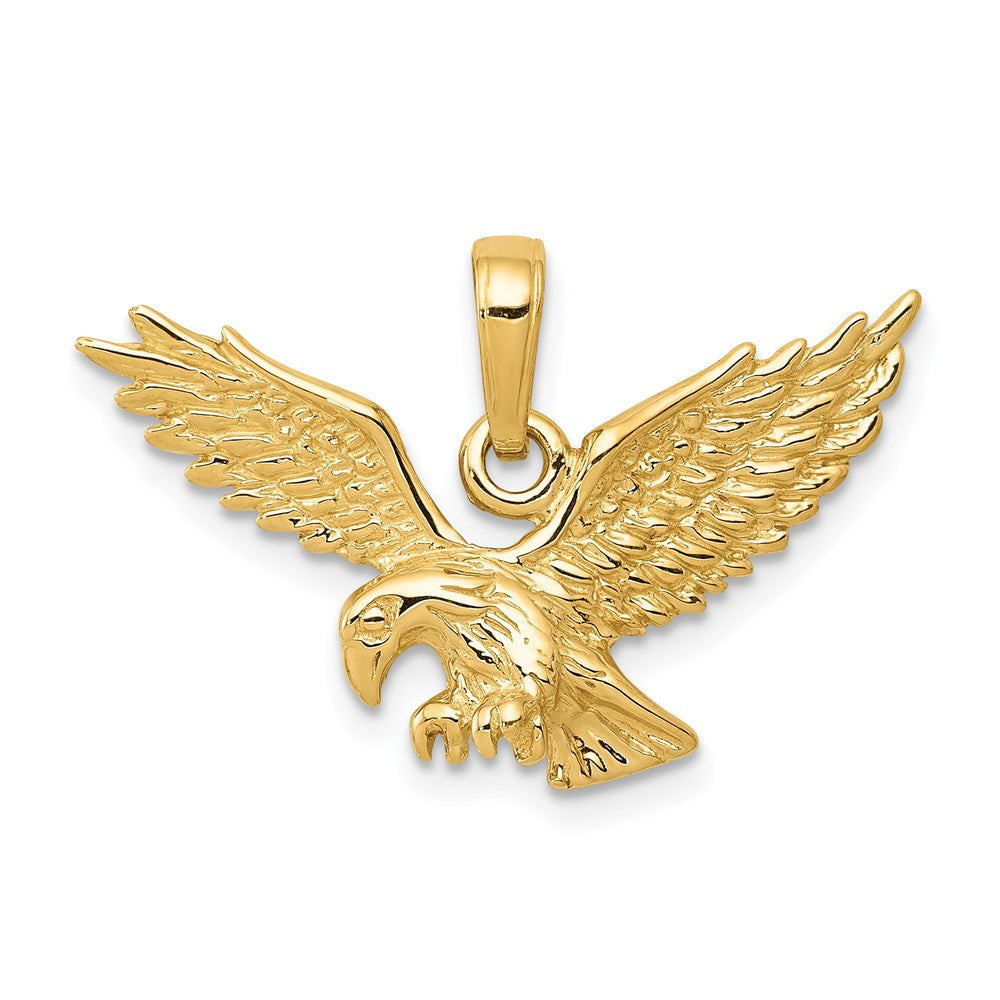 14k Yellow Gold Solid Polished Eagle Landing Pendant